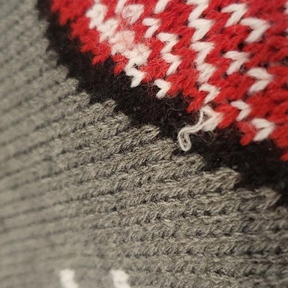 George Christ Sweater Santa Clause Men's Medium Grey Sequence Black Glasse - Picture 12 of 13